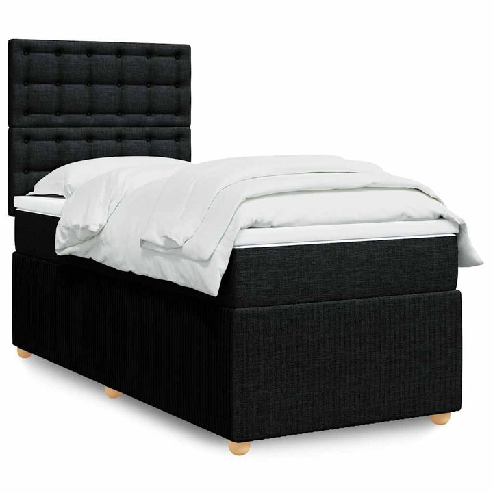 kontinentalseng med madras 90x190 cm stof sort