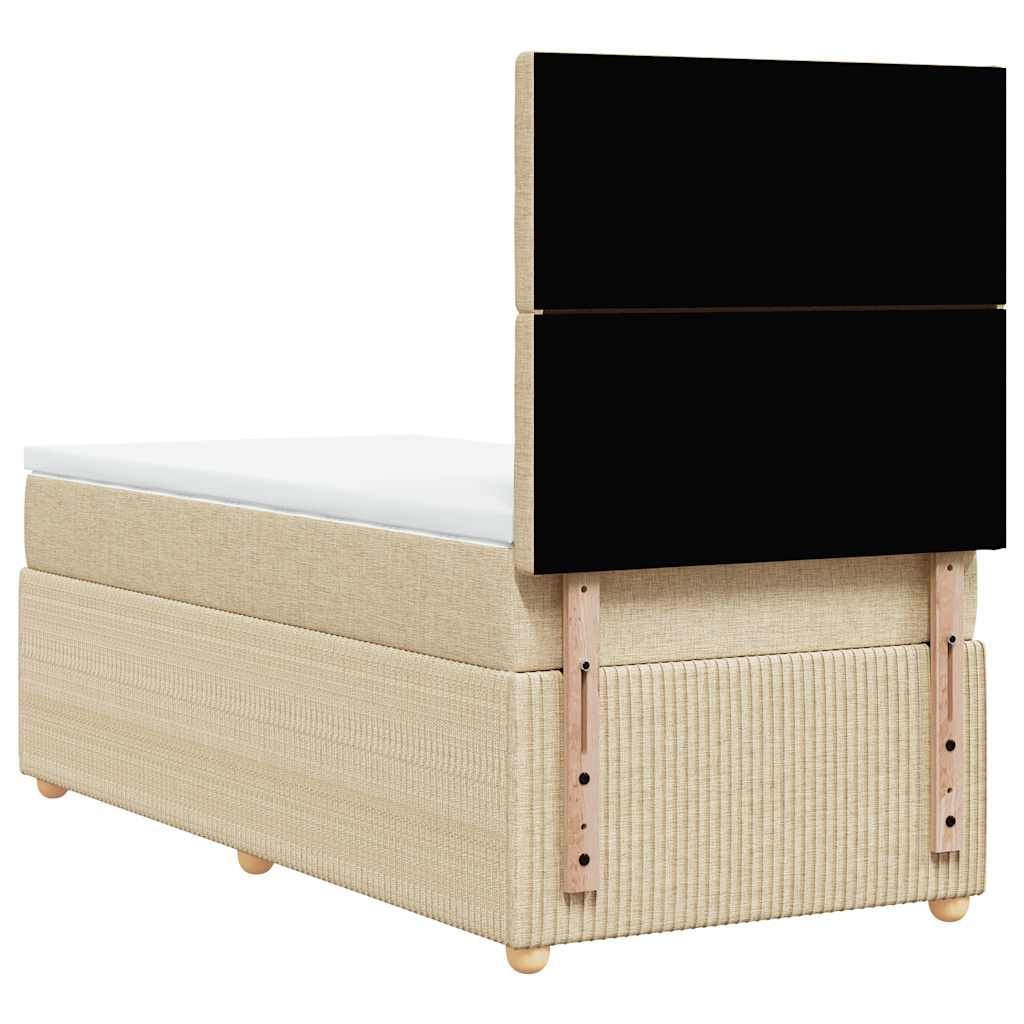 kontinentalseng med madras 90x190 cm stof cremefarvet