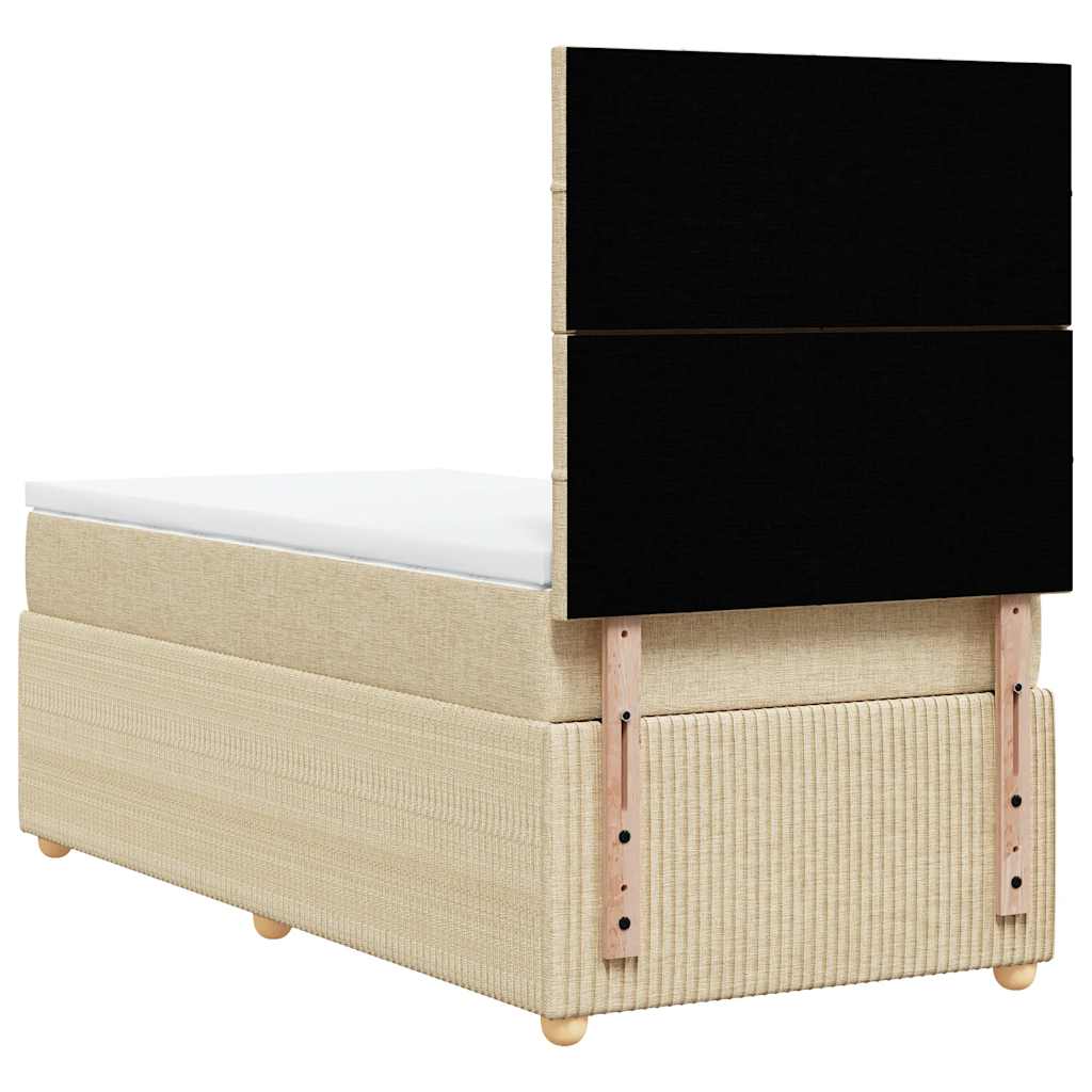 kontinentalseng med madras 90x200 cm stof cremefarvet
