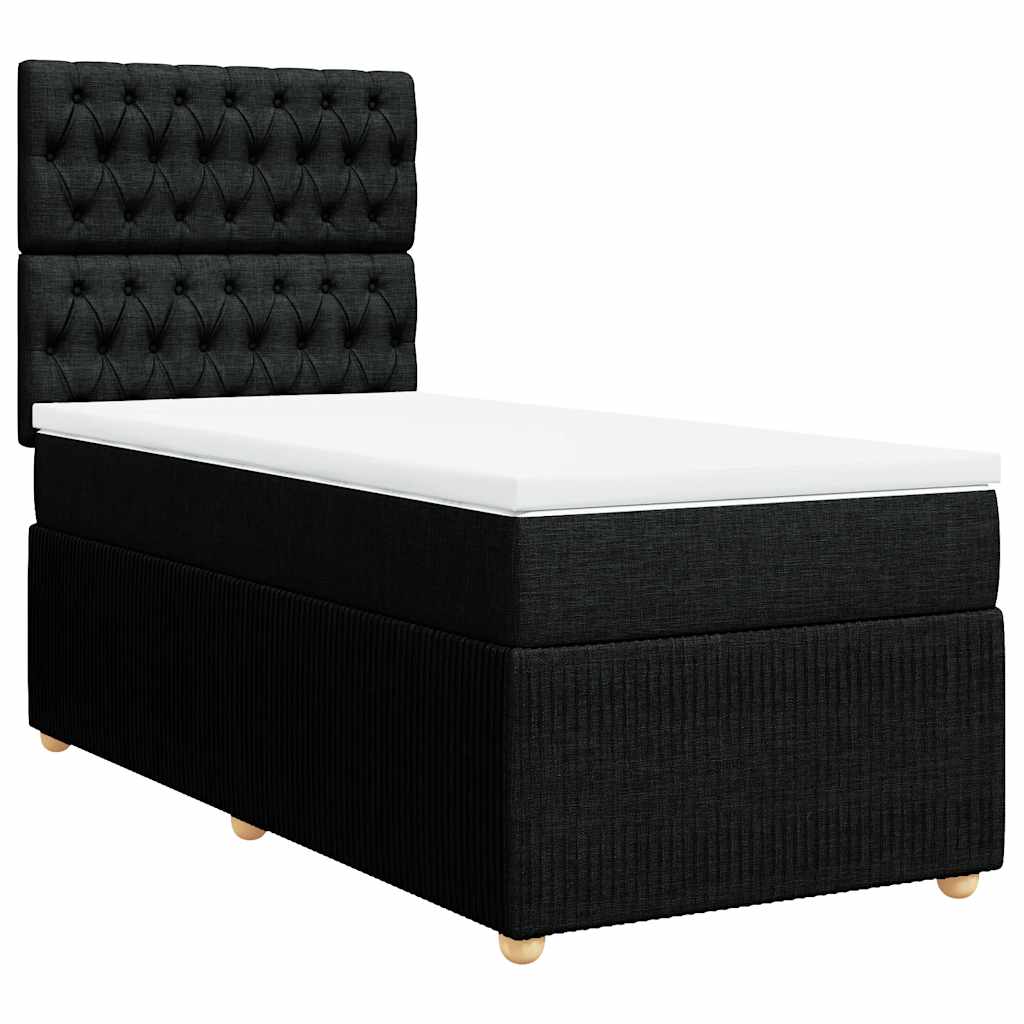 kontinentalseng med madras 90x200 cm stof sort