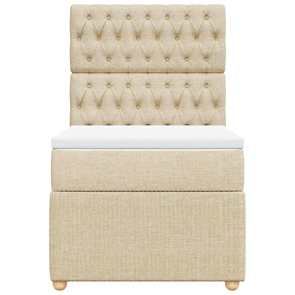 kontinentalseng med madras 90x200 cm stof cremefarvet