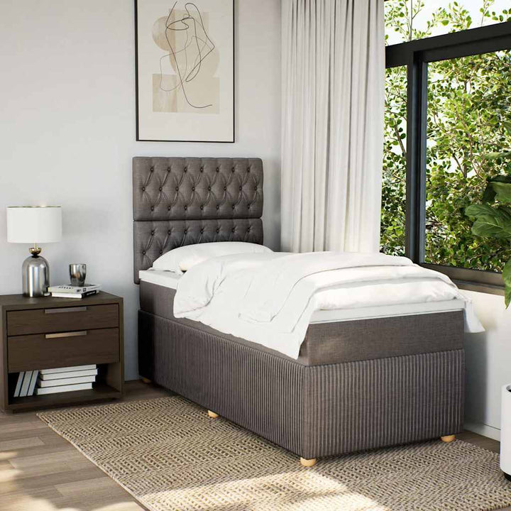 kontinentalseng med madras 100x200 cm stof gråbrun