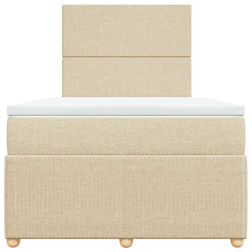 kontinentalseng med madras 120x190 cm stof cremefarvet
