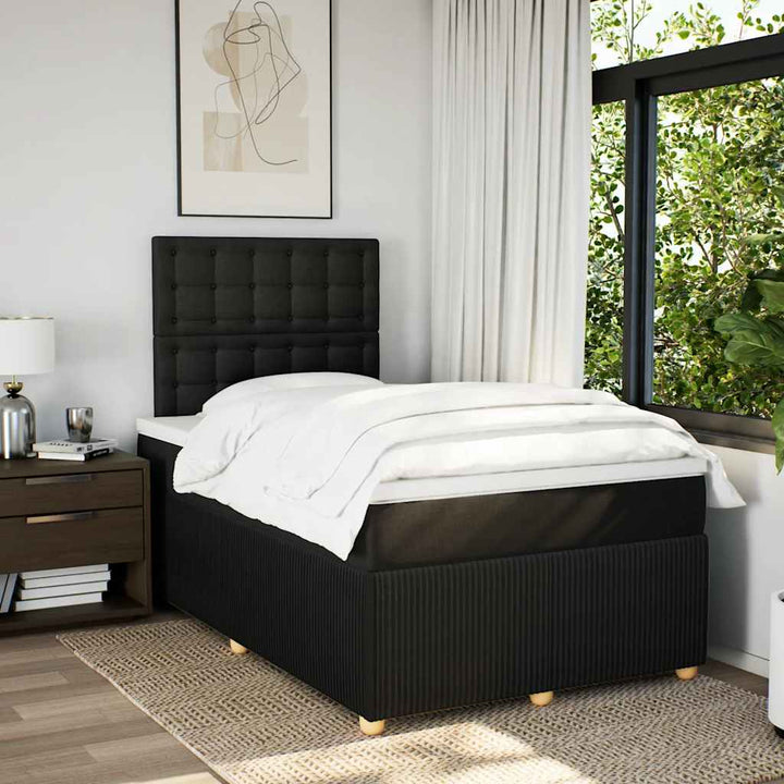 kontinentalseng med madras 120x190 cm stof sort