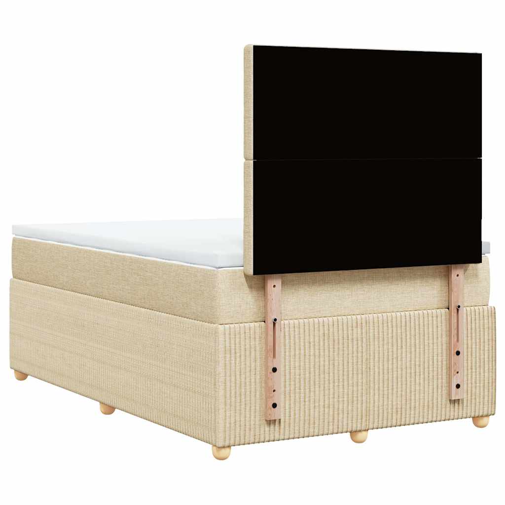 kontinentalseng med madras 120x190 cm stof cremefarvet