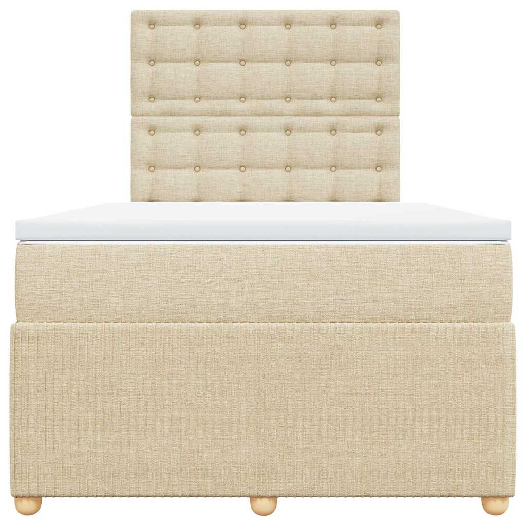 kontinentalseng med madras 120x200 cm stof cremefarvet