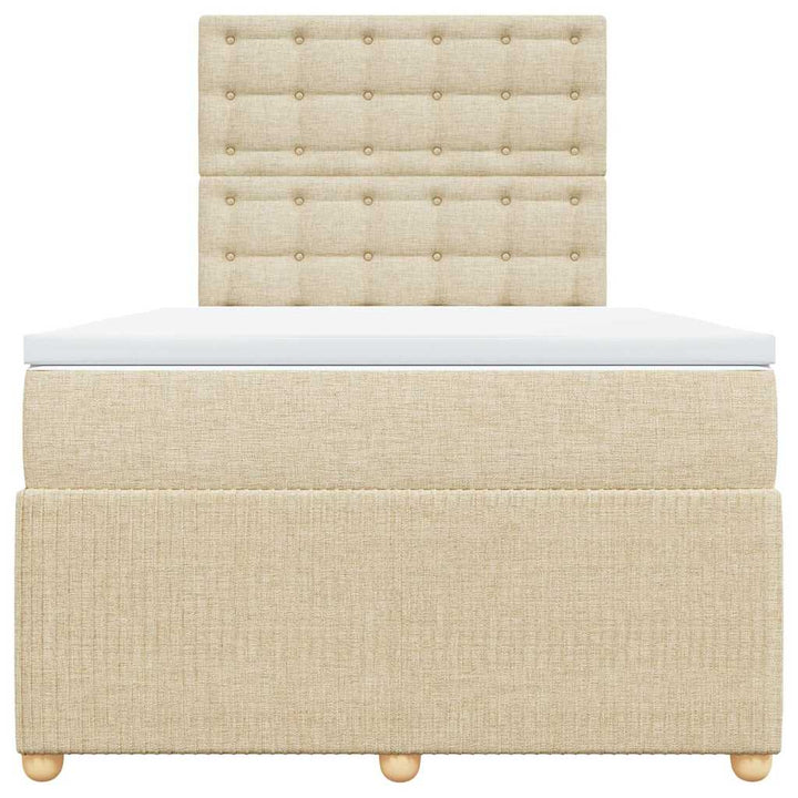 kontinentalseng med madras 120x200 cm stof cremefarvet