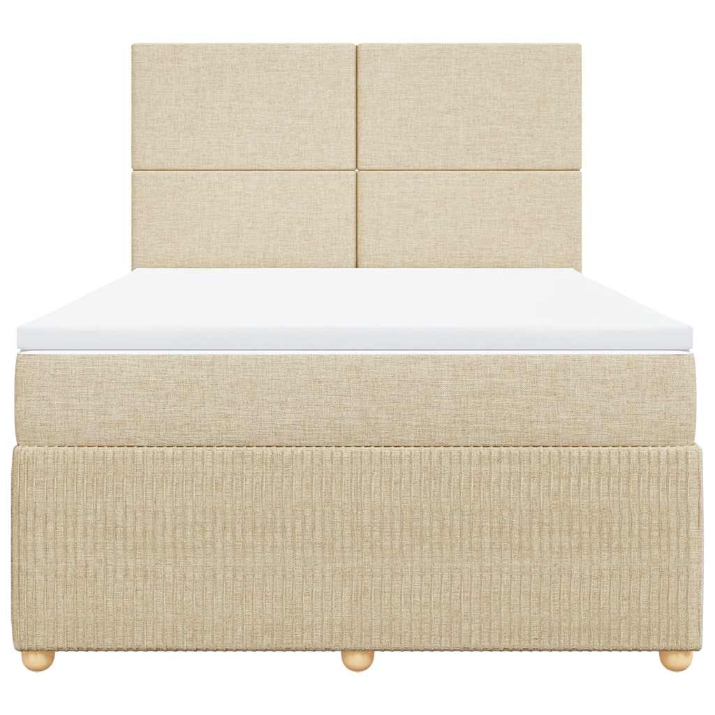kontinentalseng med madras 140x190 cm stof cremefarvet