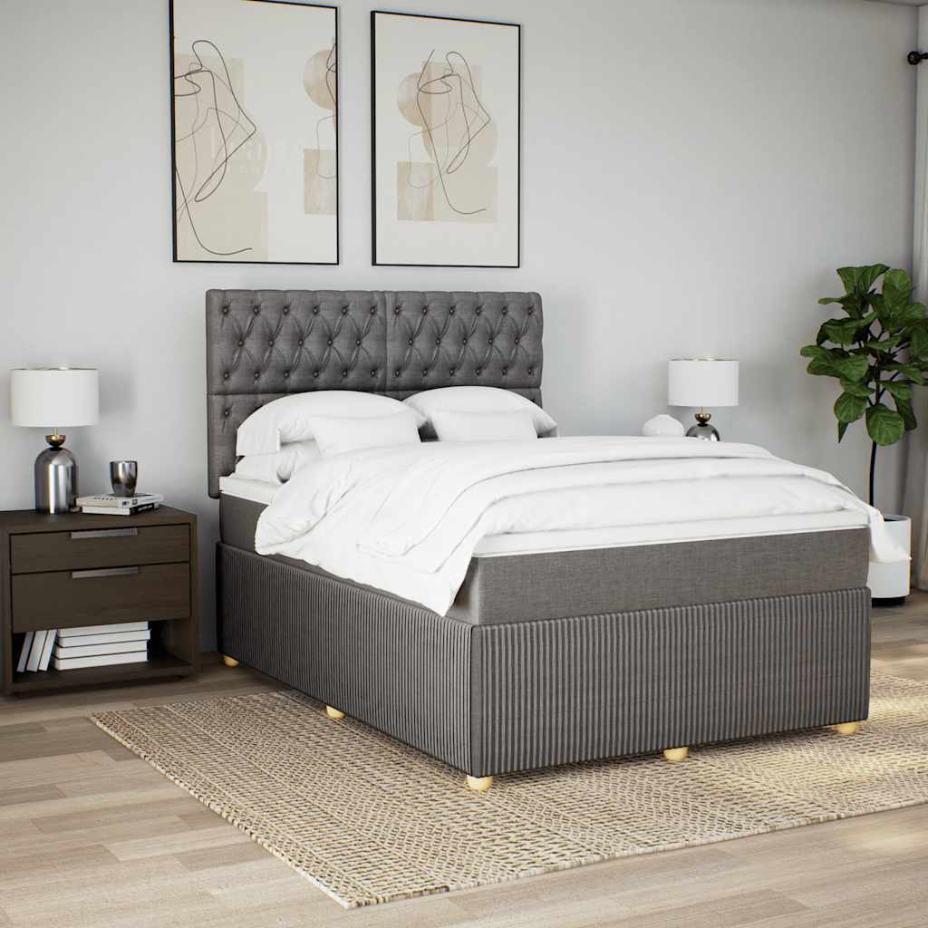 kontinentalseng med madras 140x190 cm stof gråbrun