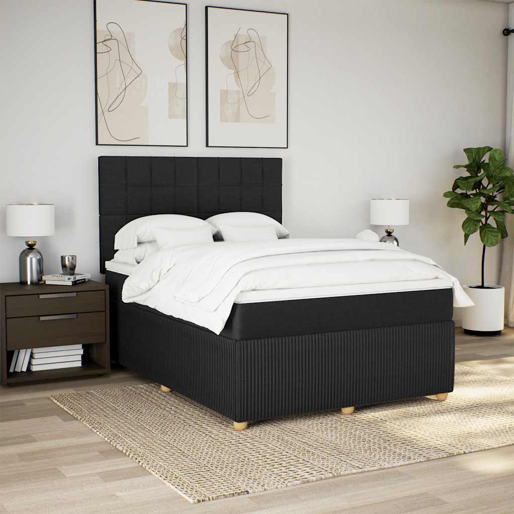 kontinentalseng med madras 140x200 cm stof sort