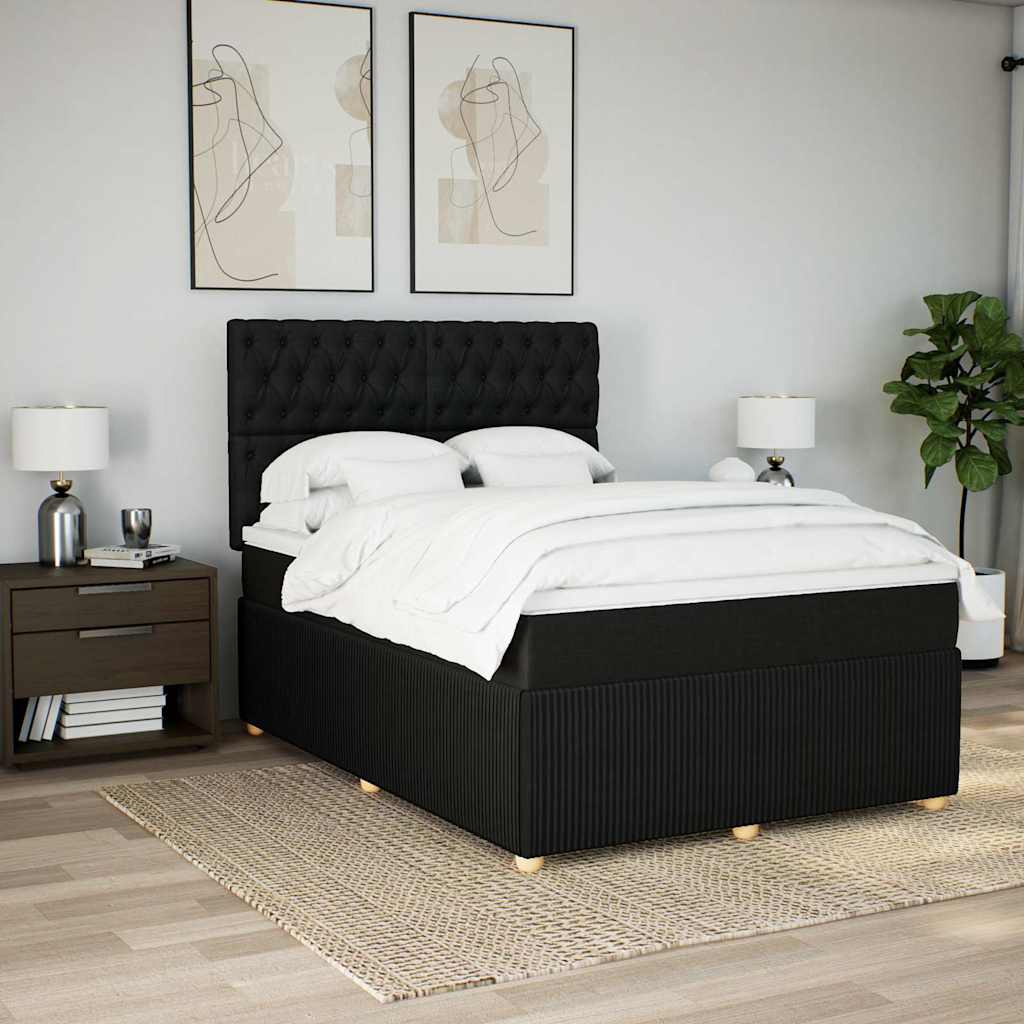 kontinentalseng med madras 140x200 cm stof sort
