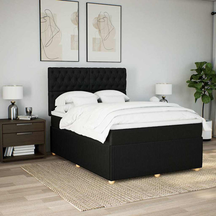 kontinentalseng med madras 140x200 cm stof sort