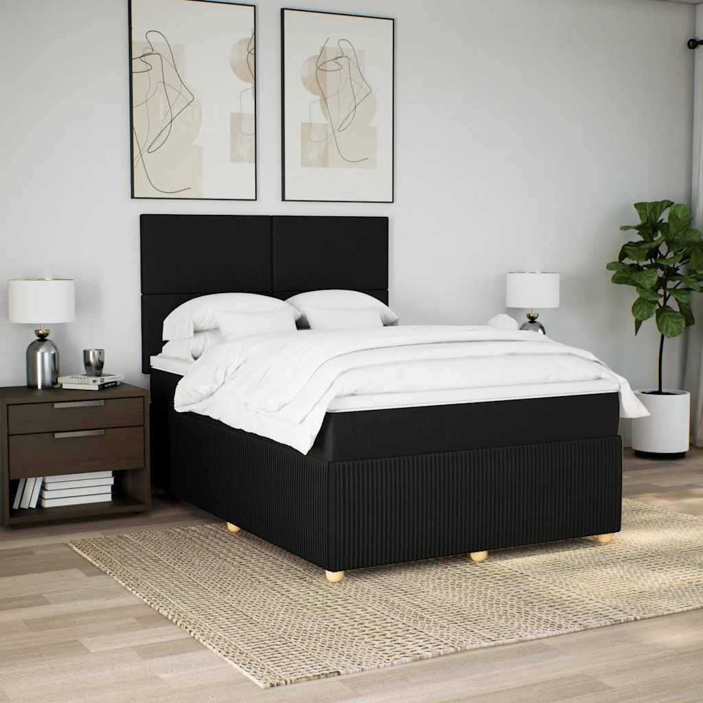 kontinentalseng med madras 160x200 cm stof sort