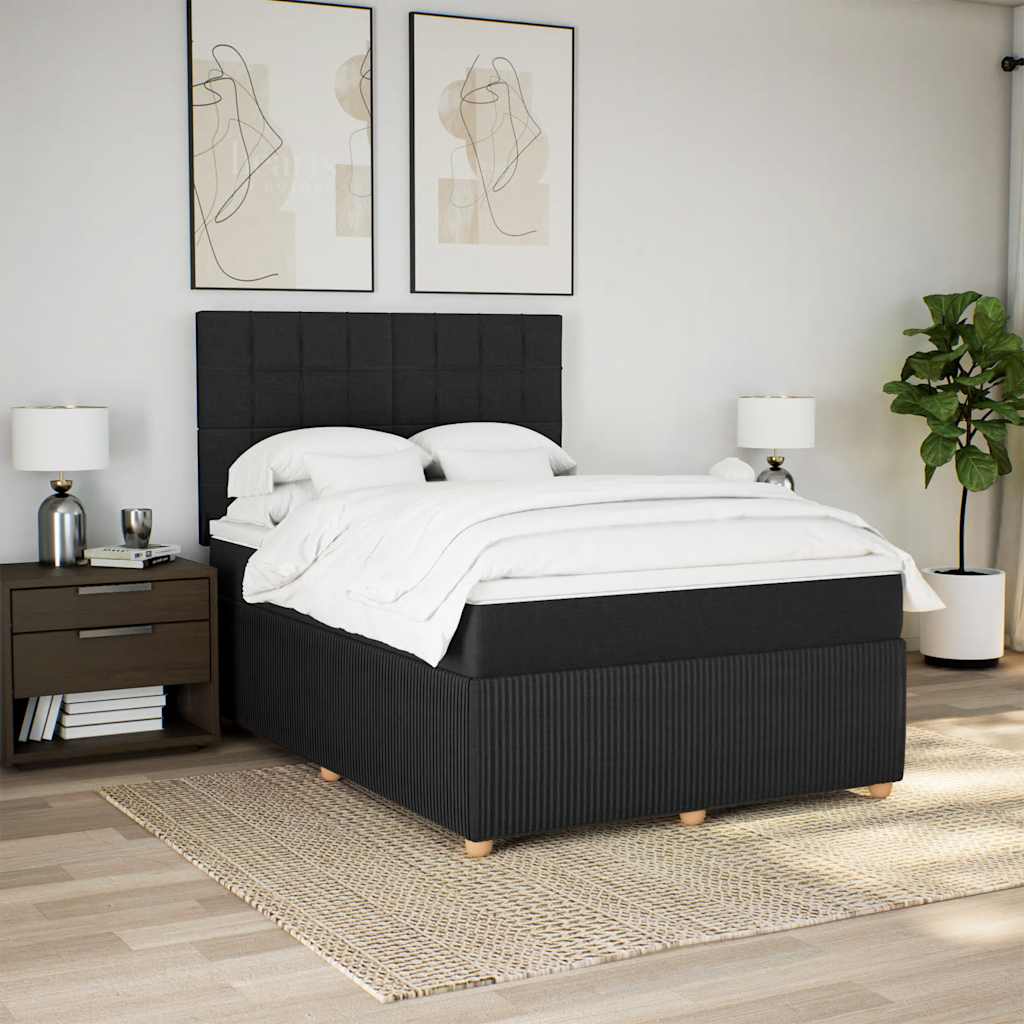kontinentalseng med madras 160x200 cm stof sort