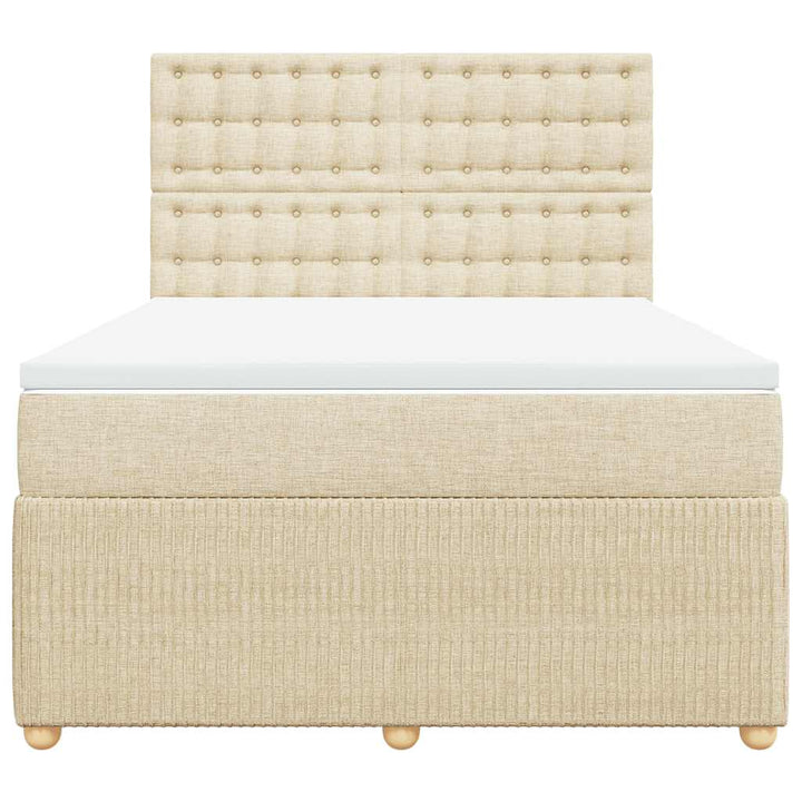 kontinentalseng med madras 160x200 cm stof cremefarvet