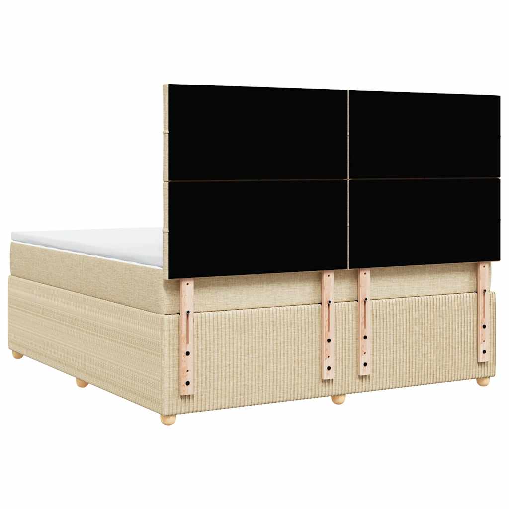 kontinentalseng med madras 180x200 cm stof cremefarvet