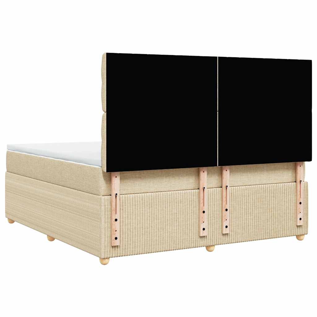 kontinentalseng med madras 180x200 cm stof cremefarvet