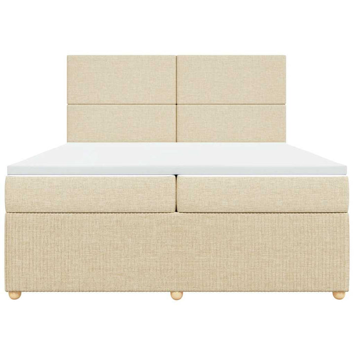 kontinentalseng med madras 200x200 cm stof cremefarvet