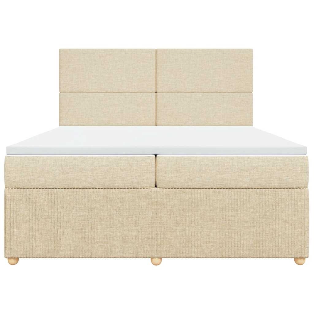 kontinentalseng med madras 200x200 cm stof cremefarvet