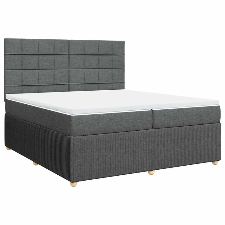 kontinentalseng med madras 200x200 cm stof mørkegrå