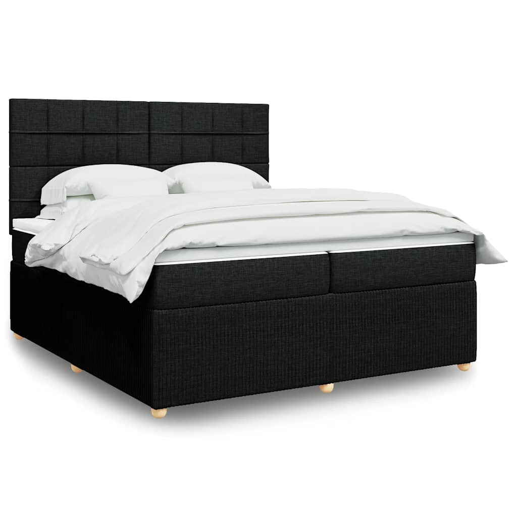 kontinentalseng med madras 200x200 cm stof sort