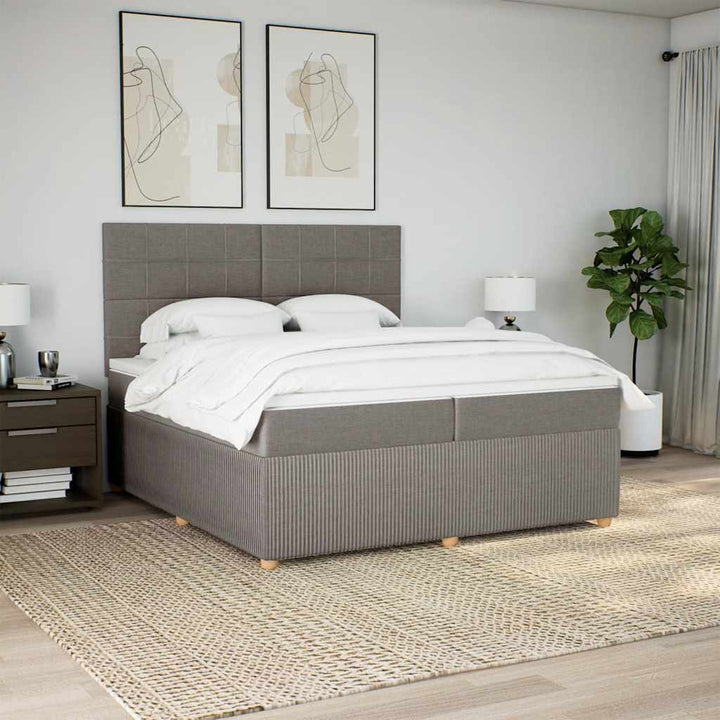 kontinentalseng med madras 200x200 cm stof gråbrun