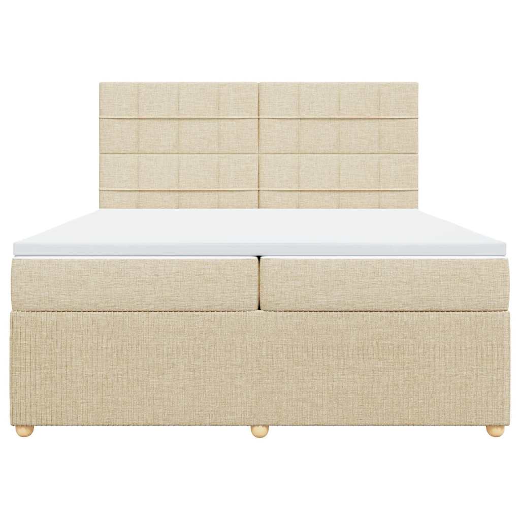 kontinentalseng med madras 200x200 cm stof cremefarvet