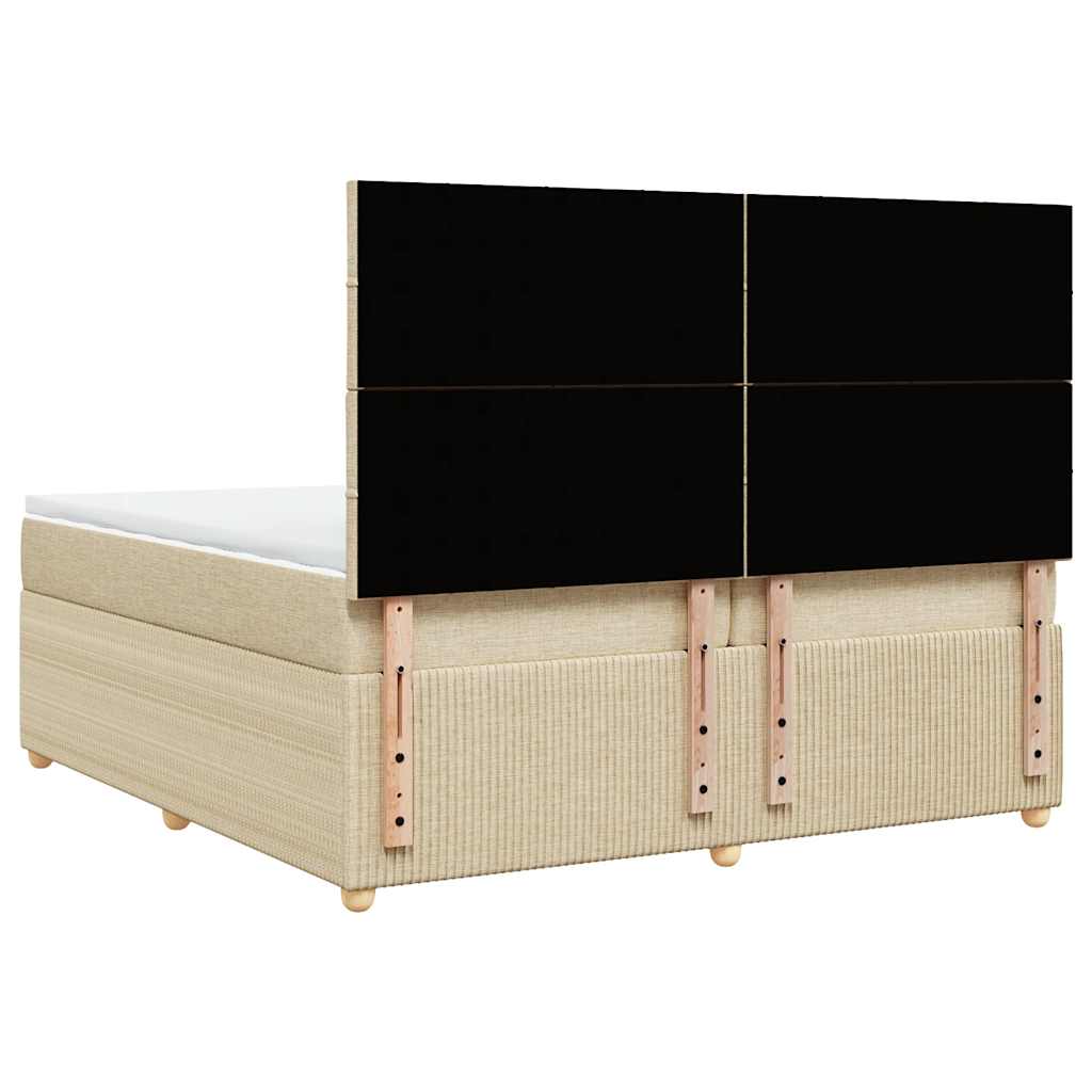 kontinentalseng med madras 200x200 cm stof cremefarvet