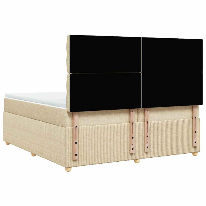 kontinentalseng med madras 200x200 cm stof cremefarvet
