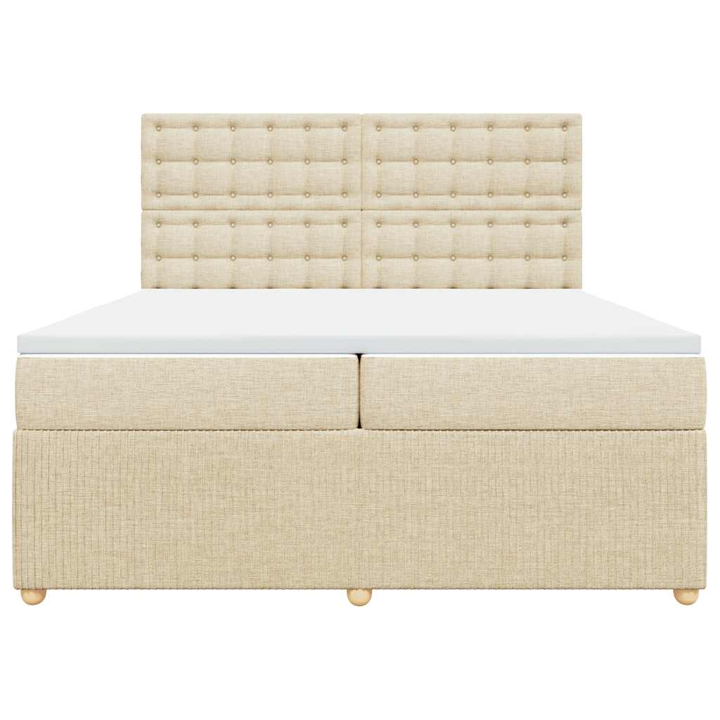 kontinentalseng med madras 200x200 cm stof cremefarvet