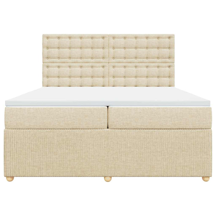 kontinentalseng med madras 200x200 cm stof cremefarvet