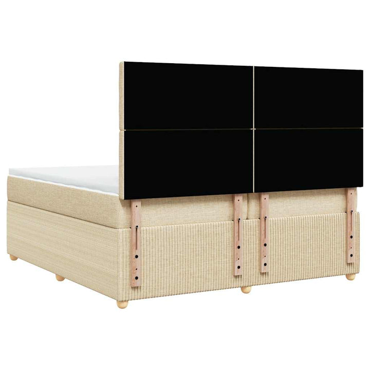 kontinentalseng med madras 200x200 cm stof cremefarvet