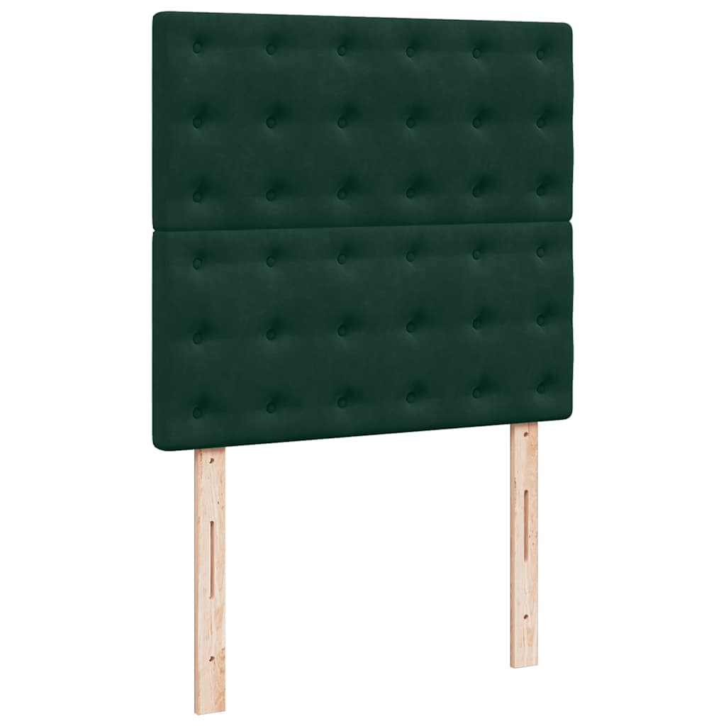 kontinentalseng med madras 80x200 cm fløjl mørkegrøn