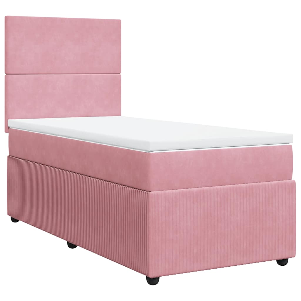kontinentalseng med madras 90x190 cm fløjl pink
