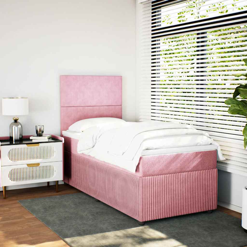 kontinentalseng med madras 90x190 cm fløjl pink