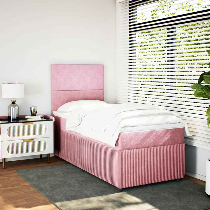 kontinentalseng med madras 90x190 cm fløjl pink