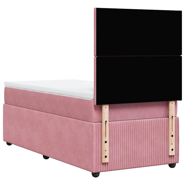 kontinentalseng med madras 90x190 cm fløjl pink