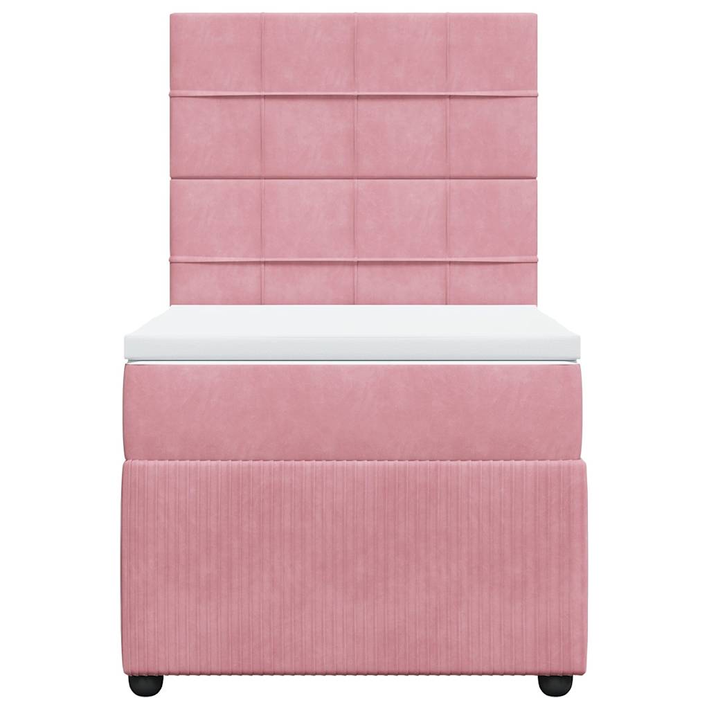 kontinentalseng med madras 90x190 cm fløjl pink