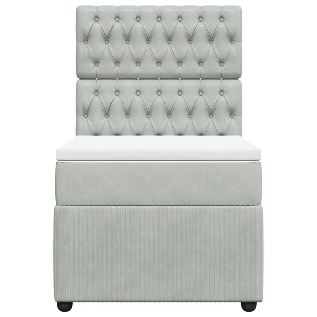 kontinentalseng med madras 90x190 cm fløjl lysegrå