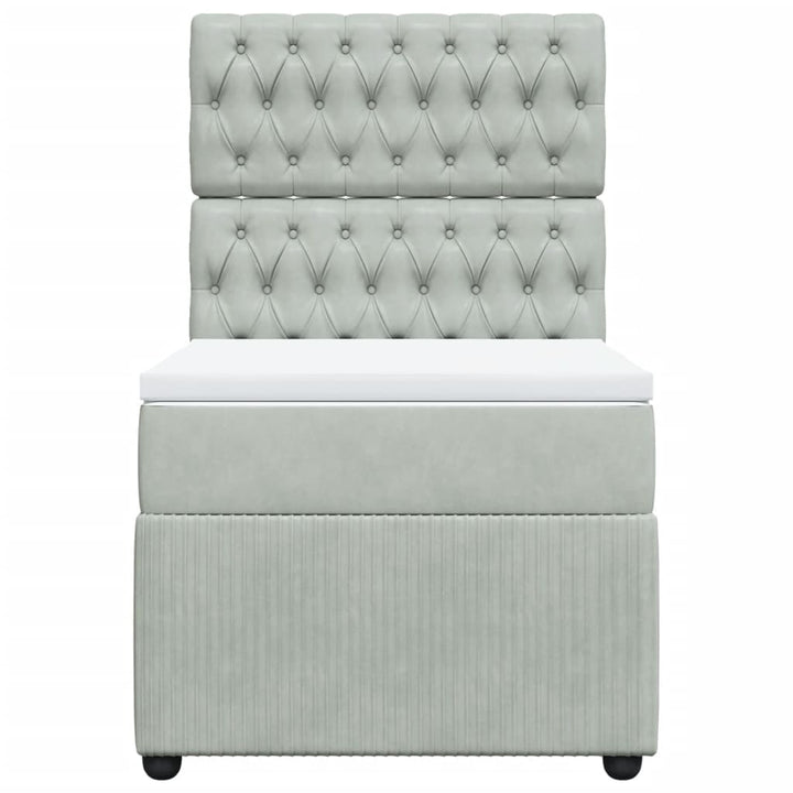 kontinentalseng med madras 90x190 cm fløjl lysegrå