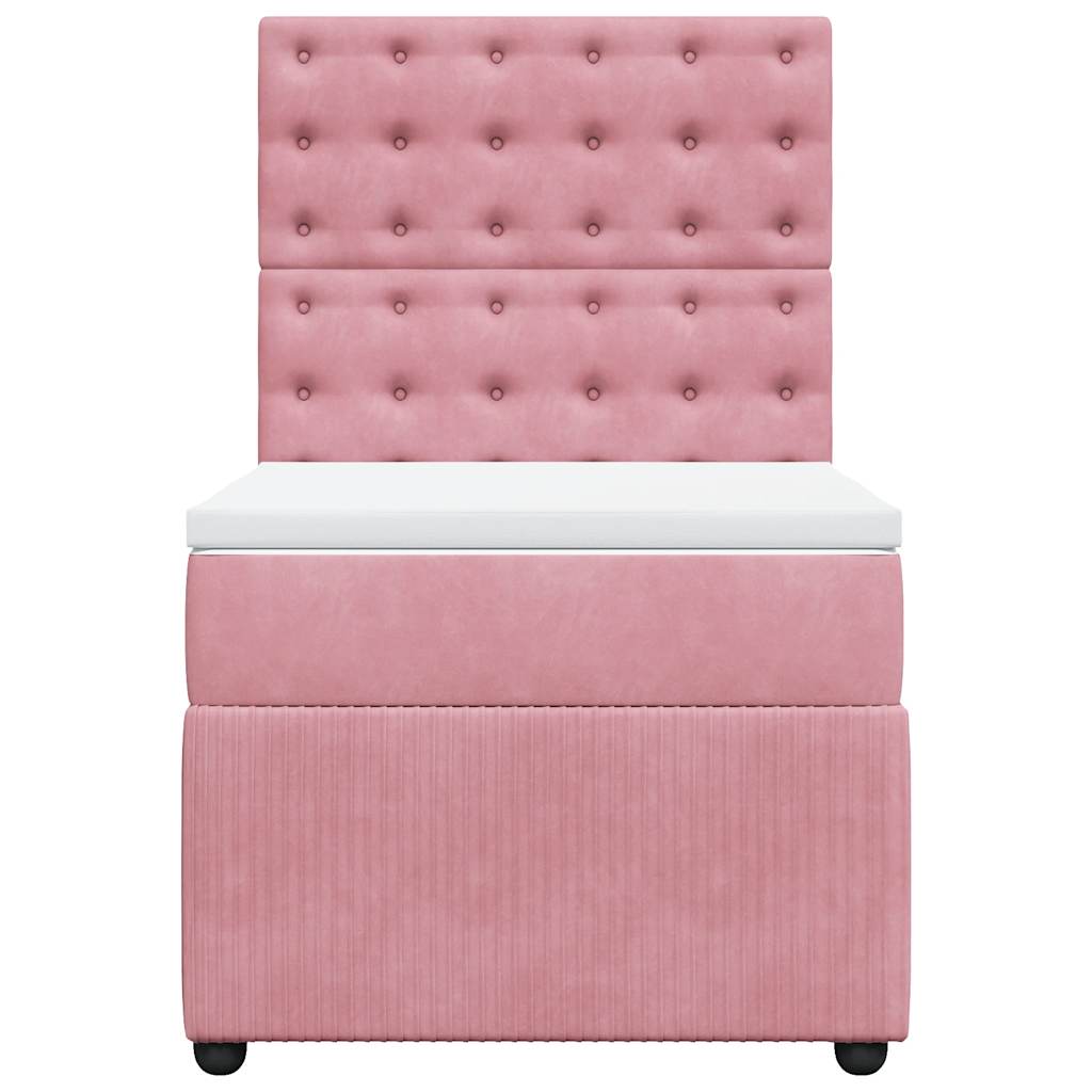 kontinentalseng med madras 90x190 cm fløjl pink