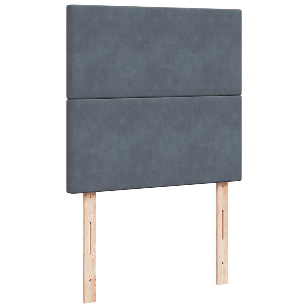 kontinentalseng med madras 90x200cm fløjl mørkegrå