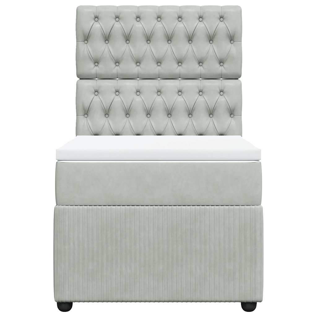 kontinentalseng med madras 90x200cm fløjl lysegrå