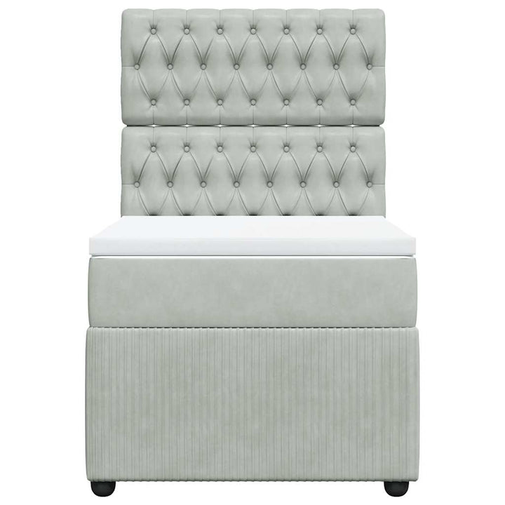 kontinentalseng med madras 90x200cm fløjl lysegrå