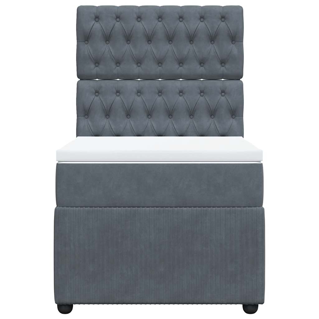 kontinentalseng med madras 90x200cm fløjl mørkegrå