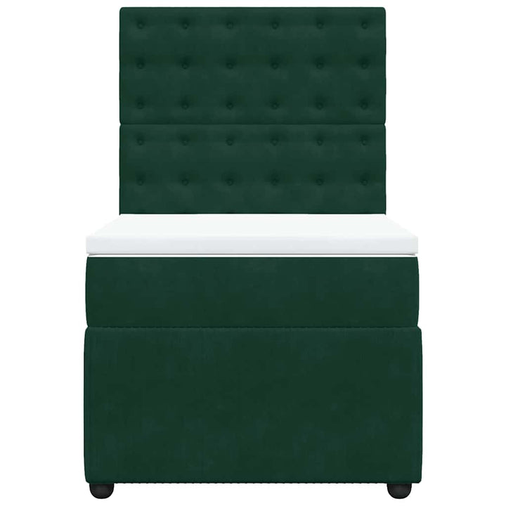 kontinentalseng med madras 90x200 cm fløjl mørkegrøn