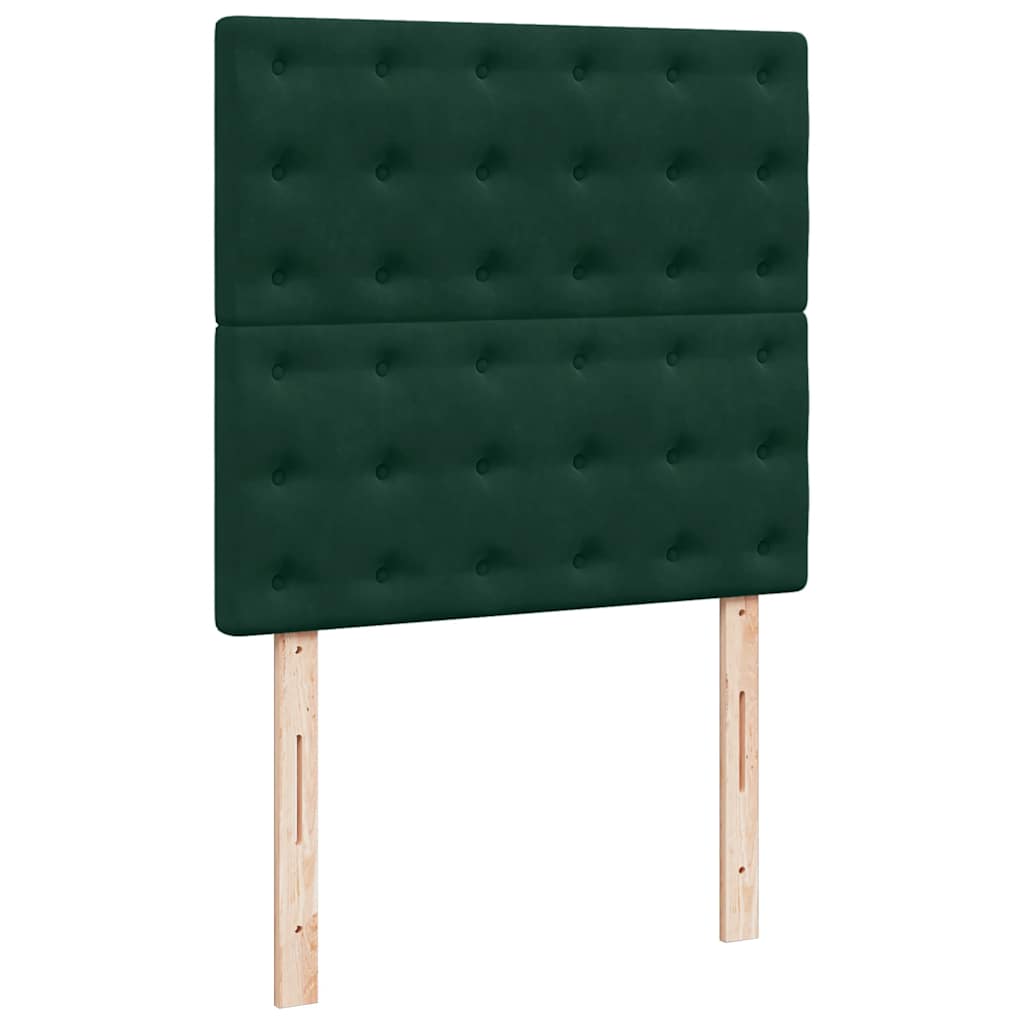 kontinentalseng med madras 90x200 cm fløjl mørkegrøn