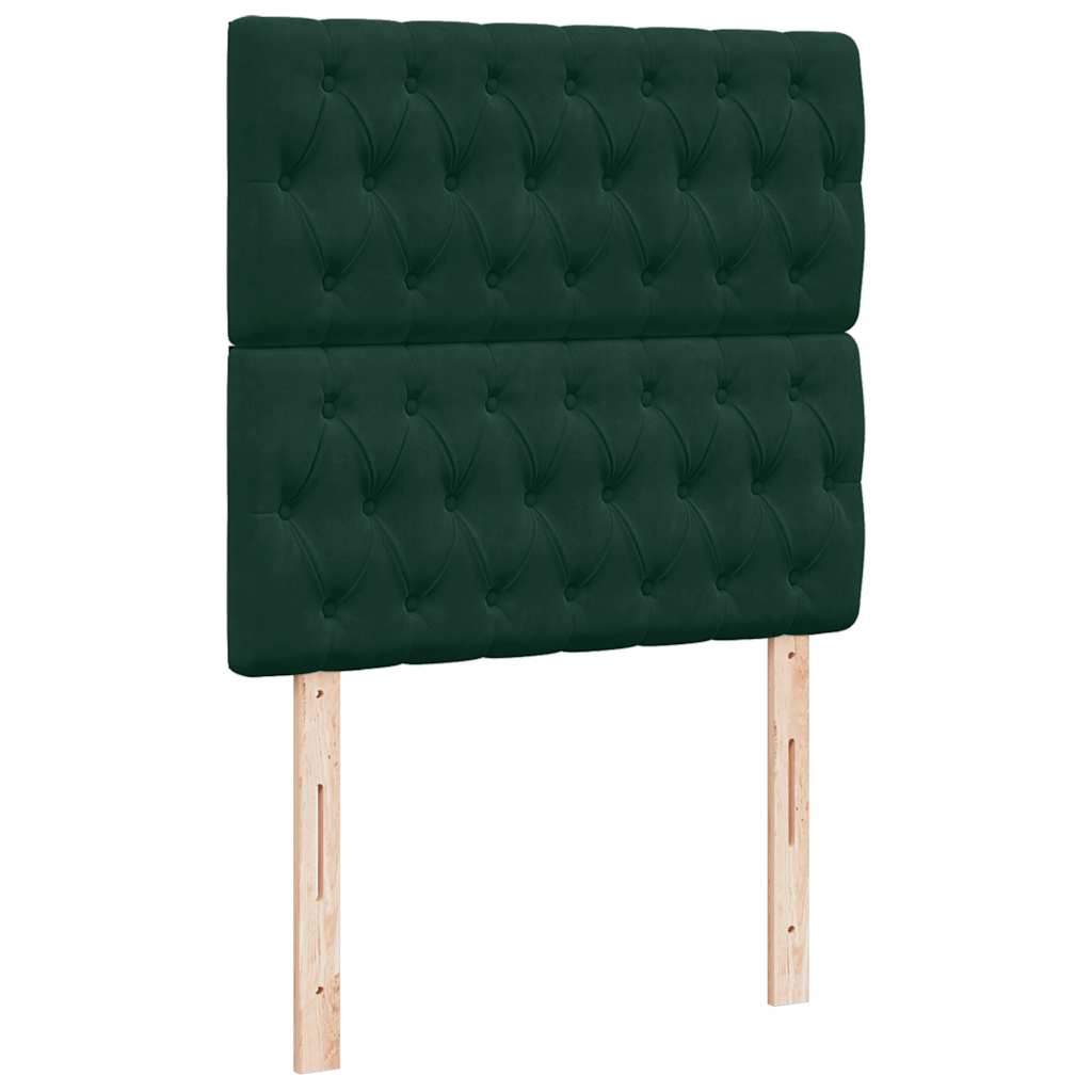 kontinentalseng med madras 100x200 cm fløjl mørkegrøn