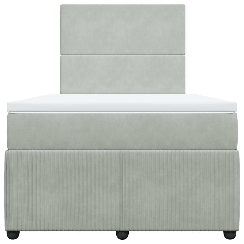 kontinentalseng med madras 120x190 cm velour lysegrå