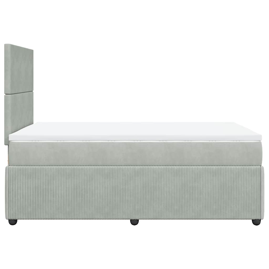 kontinentalseng med madras 120x190 cm velour lysegrå